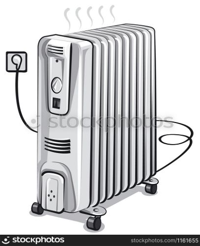 illustration of white metal oil electric heater. oil electric heater