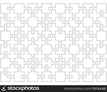 Illustration of white puzzle, separate isolated parts