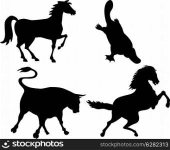 Illustration of wildlife animals silhouettes.