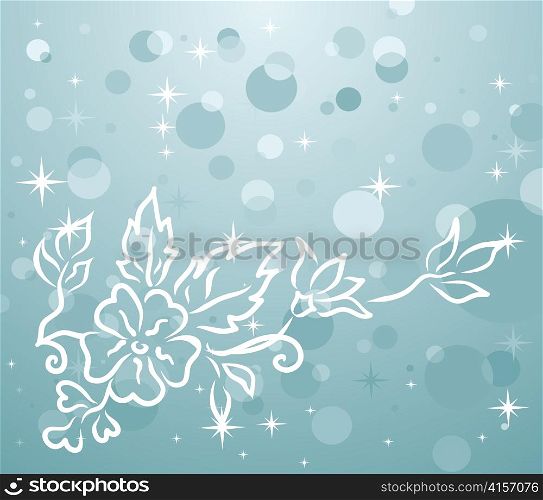 Illustration of winter background with floral branch - vector