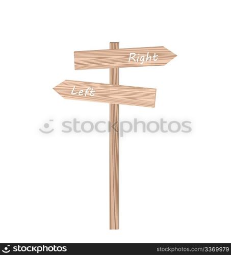 Illustration of wood traffic sign isolated on white background - vector