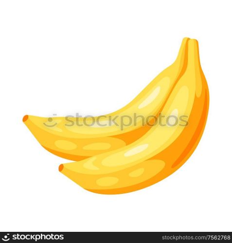 Illustration of yellow bananas. Healthy eating cartoon icon.. Illustration of yellow bananas.