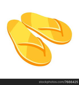 Illustration of yellow flip flops. Summer fashion beachwear.. Illustration of yellow flip flops.