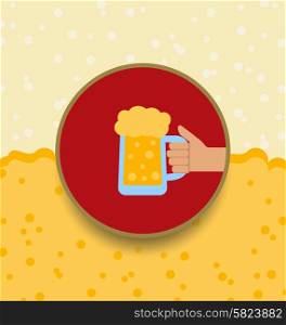 Illustration Oktoberfest Background with Mug of Beer - Vector