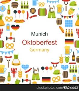 Illustration Oktoberfest Border Frame with Traditional Elements - Vector