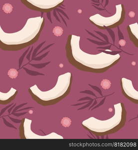Illustration on theme big colored seamless coconut, bright fruit pattern for seal. Fruit pattern consisting of beautiful seamless repeat coconut. Simple colorful pattern fruit seamless soft coconut. Illustration on theme big colored seamless coconut, bright fruit pattern for seal. Fruit pattern consisting of beautiful seamless repeat coconut. Simple colorful pattern fruit seamless soft coconut.