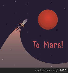 Illustration on theme of colonization of planet Mars mission