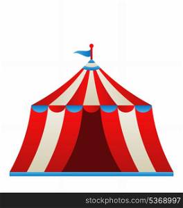 Illustration open circus stripe tent isolated on white background - vector