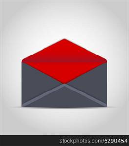 Illustration open empty envelope with shadow on grey background - vector
