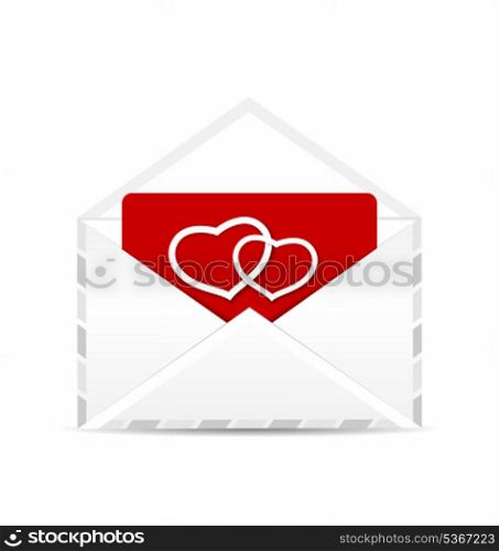 Illustration open envelope with valentine postcard - vector