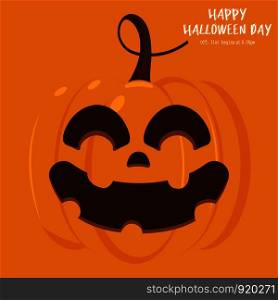 Illustration orange pumpkin face background. Happy Halloween Day. Holiday concept with horror character , vector eps10