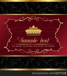 Illustration ornate decorative background with crown - vector