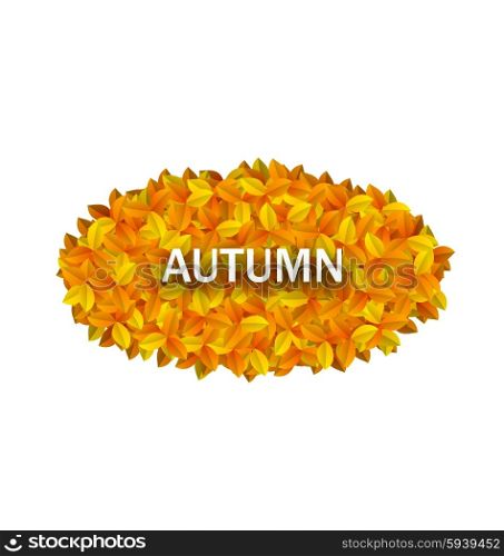Illustration Oval Frame from Autumn Orange Leaves - Vector