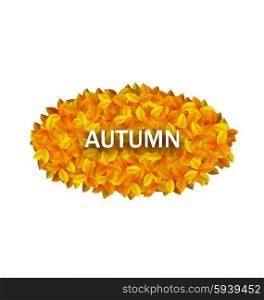 Illustration Oval Frame from Autumn Orange Leaves - Vector