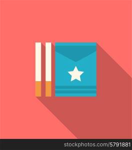 Illustration Package Boxes and Cigarettes with Long Shadows, Minimal Flat Icons - Vector
