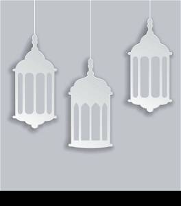 Illustration paper Arabic lamp with shadow for Ramadan Kareem - vector