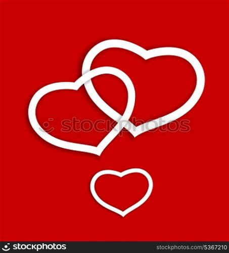 Illustration paper hearts for Valentines day card - vector