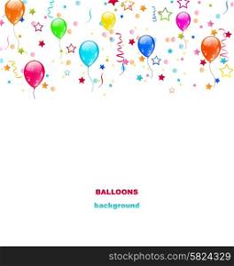 Illustration Party Colorful Balloons, Confetti for Happy Birthday - vector