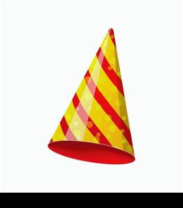 Illustration party striped hat isolated on white background - vector