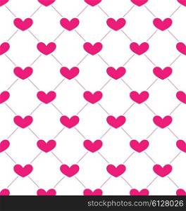 Illustration Pink Seamless Pattern with Hearts for Valentines Day. Holiday Background - Vector