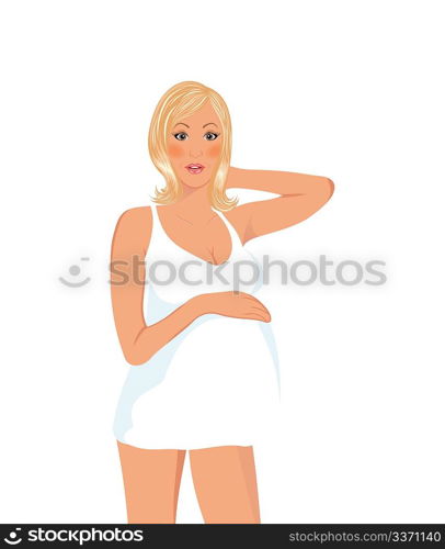 Illustration pregnant women in night dress isolated - vector