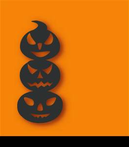 Illustration pumpkins with an evil expression on faces - vector