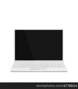 Illustration realistic laptop notebook white milk color with keyboard, Isolated on White Background. Screen of Notebook Can Be Used with Custom Images - Vector