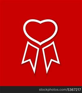 Illustration red award ribbon for Valentines day - vector