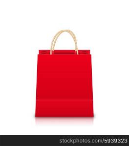 Illustration Red Empty Shopping Bag Isolated on White Background - Vector