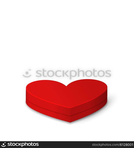 Illustration Red Gift Box in Heart Shaped Isolated on White Background for Valentines Day - Vector