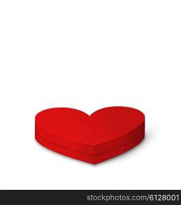 Illustration Red Gift Box in Heart Shaped Isolated on White Background for Valentines Day - Vector