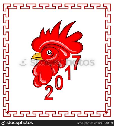 Illustration Red Rooster, Symbol of 2017 on the Chinese Calendar. Banner for New Year Design - Vector