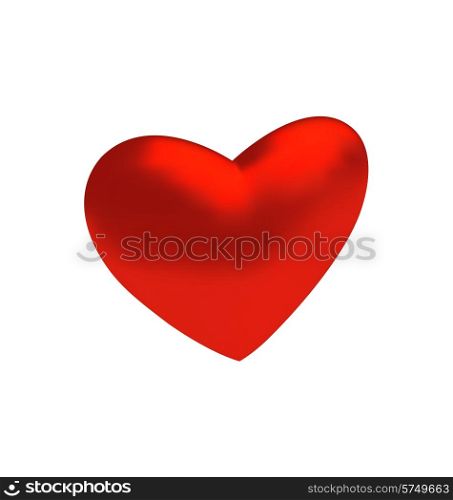 Illustration red three-dimensional heart isolated on white background - vector