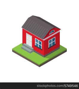 Illustration residential isometric house isolated on white background - vector