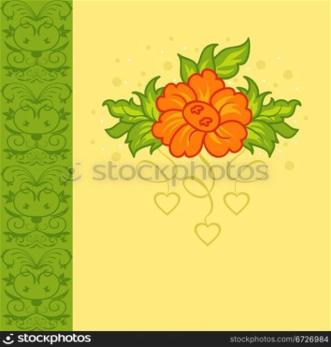 Illustration romantic card with flower - vector