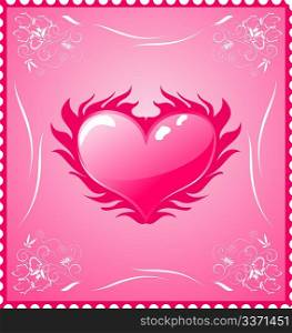 Illustration romantic stamp for Valentine&acute;s day - vector