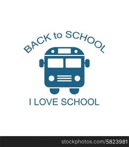 Illustration School Bus Isolated on White Background, Back to School Flat Icon - Vector