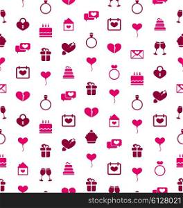 Illustration Seamless Background with Traditional Objects for Valentines Day. Holiday Pattern - Vector