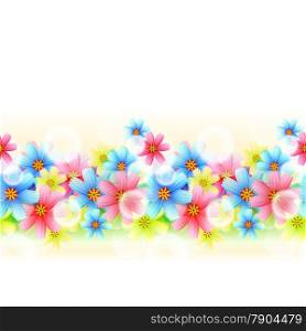 Illustration Seamless beautiful Floral Border isolated on white. EPS10 opacity