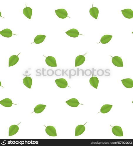 Illustration Seamless Ecology Pattern with Green Leaves - Vector