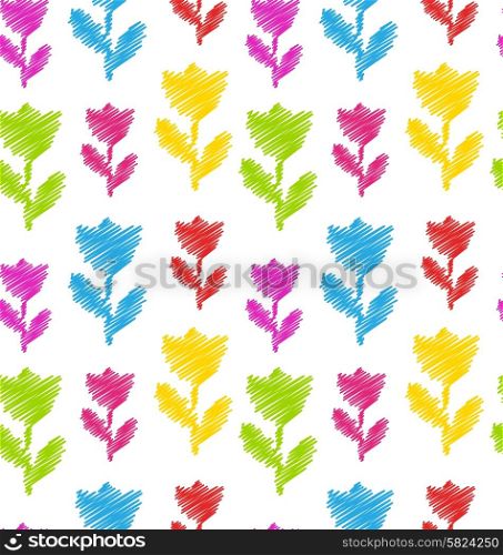 Illustration Seamless Flower Texture, Natural Pattern for Textile - Vector
