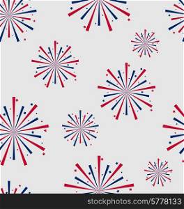Illustration Seamless Pattern firework for Independence Day of USA, Wallpaper for American Holidays - Vector