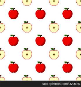 Illustration Seamless pattern Flat Apple isolated on white background , fruit patterns texture fabric , wallpaper minimal style , Raw materials fresh fruits , vector