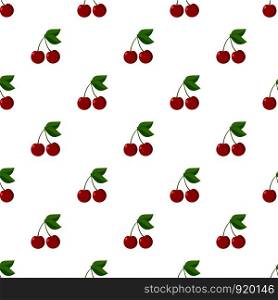Illustration Seamless pattern Flat Cherry isolated on white background , fruit patterns texture fabric , wallpaper minimal style , Raw materials fresh fruits , vector