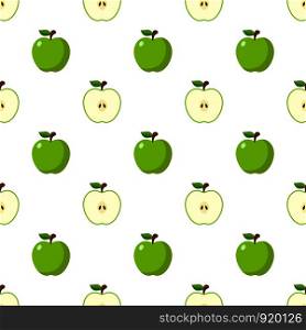 Illustration Seamless pattern Flat Green Apple isolated on white background , fruit patterns texture fabric , wallpaper minimal style , Raw materials fresh fruits , vector