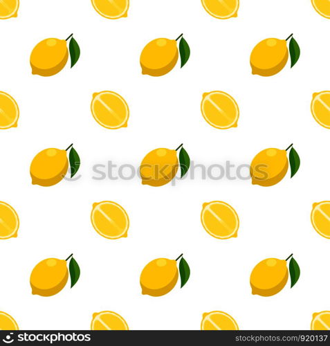 Illustration Seamless pattern Flat lemon isolated on white background , fruit patterns texture fabric , wallpaper minimal style , Raw materials fresh fruits , vector