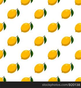 Illustration Seamless pattern Flat lemon isolated on white background , fruit patterns texture fabric , wallpaper minimal style , Raw materials fresh fruits , vector