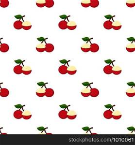Illustration Seamless pattern Flat Lychee isolated on white background , fruit patterns texture fabric , wallpaper minimal style , Raw materials fresh fruits , vector