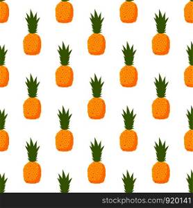 Illustration Seamless pattern Flat Pineapple isolated on white background , fruit patterns texture fabric , wallpaper minimal style , Raw materials fresh fruits , vector
