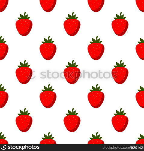 Illustration Seamless pattern Flat Strawberry isolated on white background , fruit patterns texture fabric , wallpaper minimal style , Raw materials fresh fruits , vector